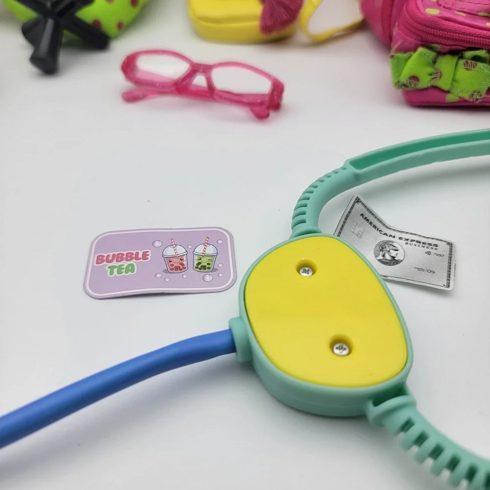 LOT OF 18IN DOLL Accessories, 16 total, Lugage, skate board, headphones and more